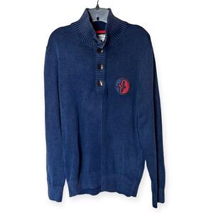 Arqueonautas Blue Long Sleeve Mock Neck 3/4 Button Sweater Size Medium/Large